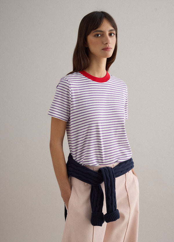 OVS Green And White T-Shirt In Pure Cotton Regular Fit