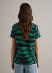 OVS Green Striped Pure Cotton Regular Fit T-Shirt