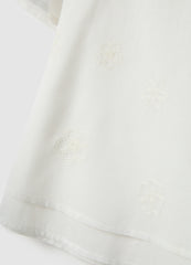 Ovs Girls' White Pure Cotton Blouse Regular Fit With Embroidery