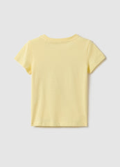 Ovs Yellow Regular Fit Pure Cotton Girl'S T-Shirt With Print