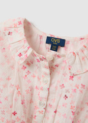 OVS Girls' Slim Fit Multicolour Pure Cotton Blouse With Flowers
