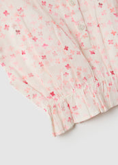 OVS Girls' Slim Fit Multicolour Pure Cotton Blouse With Flowers