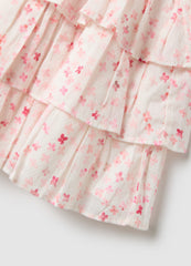 OVS Girls' Multicolour Pure Cotton Tiered Skirt With Floral Pattern