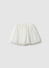 Ovs White Mesh Polka Dot Skirt For Girls
