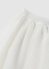 Ovs White Mesh Polka Dot Skirt For Girls