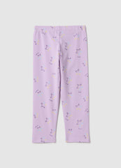 Ovs Girls' Purple Stretch Cotton Skinny Fit Leggings With Stars