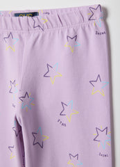 Ovs Girls' Purple Stretch Cotton Skinny Fit Leggings With Stars