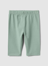 Ovs Green Stretch Cotton Leggings For Girls Skinny Fit