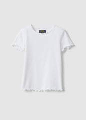 Ovs Girls' White Stretch Cotton T-Shirt Regular Fit