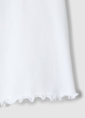 Ovs Girls' White Stretch Cotton T-Shirt Regular Fit