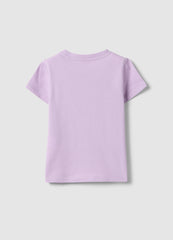Ovs Girls' Regular Fit Pure Cotton Violet T-Shirt With Print