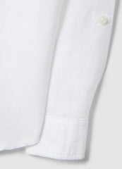 Ovs Boys' White Linen-Cotton Blend Shirt Regular Fit