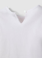 Ovs Girls' White Stretch Cotton T-Shirt With Star