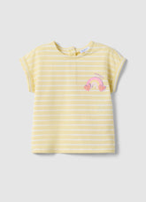 Ovs Girls' Multicolour Striped Pure Cotton T-Shirt With Hearts