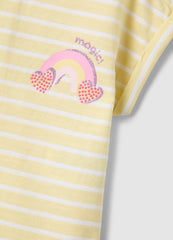 Ovs Girls' Multicolour Striped Pure Cotton T-Shirt With Hearts