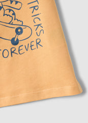 Ovs Regular Fit Orange Pure Cotton T-Shirt For Children With Print