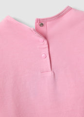 Ovs Pink Stretchy Cotton Girl'S T-Shirt With Rainbow Embroidery