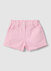 Ovs Girl'S Pink Pure Cotton Shorts, Regular Fit With Fringes