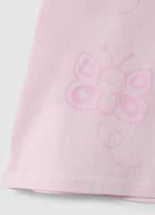 Ovs Girls' Pink Pure Cotton T-Shirt With Butterflies, Regular Fit