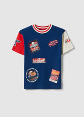 OVS Boys Blue Pure Cotton T-Shirt With Cars Print, Oversized Fit