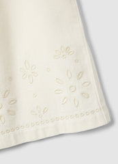 Ovs Girls' White Cotton Culotte Trousers With Embroidery