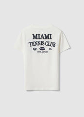 Ovs White Stretchy Cotton Oversized Fit Kids' T-Shirt With Logo