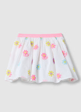 Ovs Girls' Regular Fit Skirt With Multicolour Pure Cotton And Flowers