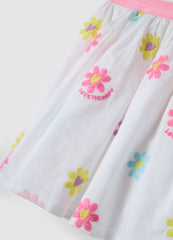Ovs Girls' Regular Fit Skirt With Multicolour Pure Cotton And Flowers
