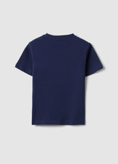 OVS Boys' Regular Fit Blue Pure Cotton T-Shirt With Palm Print