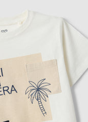 OVS Kids' White Pure Cotton Regular Fit T-Shirt With Print