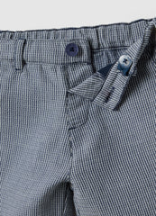 OVS Blue And White Checked Cotton Shorts For Toddlers, Regular Fit