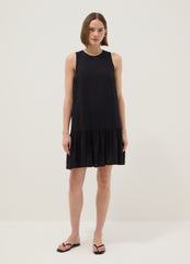OVS Sleeveless Pure Viscose Black Dress, Regular Fit
