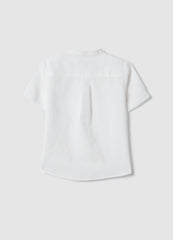 OVS Boys' White Linen-Cotton Blend Regular Fit Shirt
