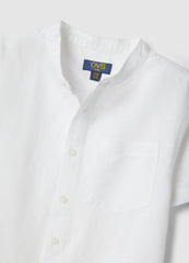 OVS Boys' White Linen-Cotton Blend Regular Fit Shirt
