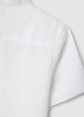OVS Boys' White Linen-Cotton Blend Regular Fit Shirt
