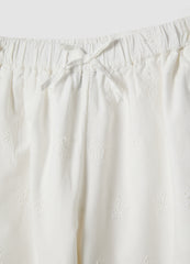 OVS White Cotton Culottes With Embroidery For Girls