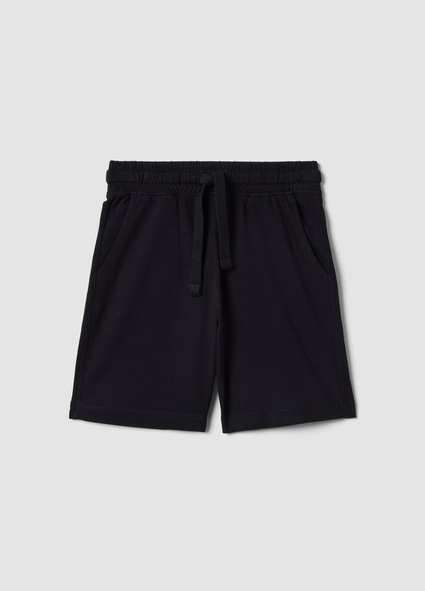 OVS Boys’ Black 100% Cotton Regular-Fit Shorts