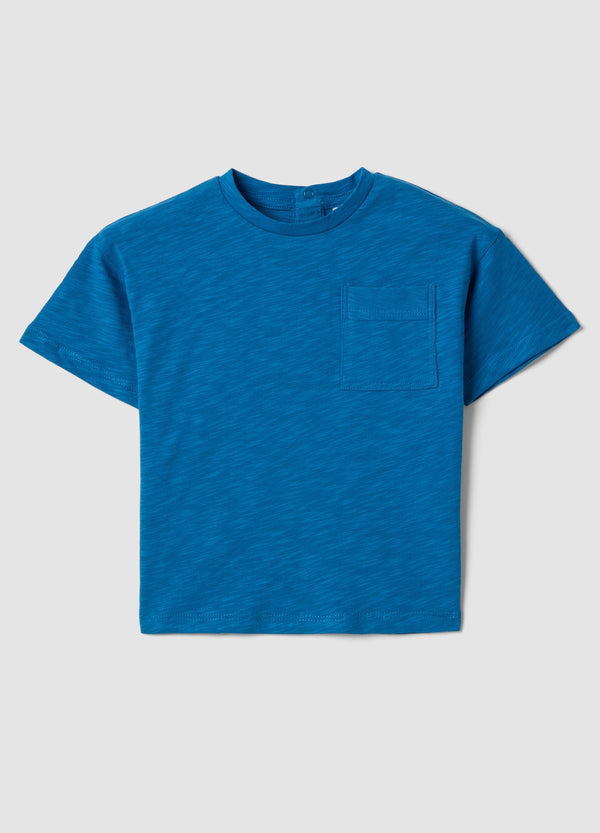 OVS Children'S Regular Fit Pure Cotton Blue T-Shirt With Pocket