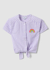 OVS Multicoloured Check Pure Cotton Blouse For Girls Regular Fit