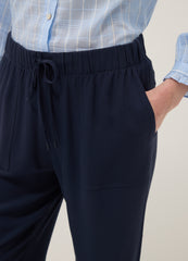 OVS Blue Jogger Trousers In Pure Viscose With Regular Fit