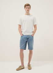 OVS White Short Sleeve T-Shirt Regular Fit With Henley Collar