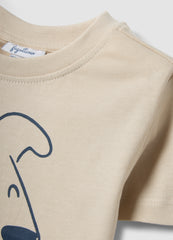 OVS Beige Pure Cotton Toddler T-Shirt Regular Fit With Dog Print