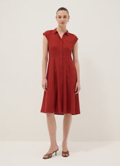 OVS Red Regular-Fit Shirt Dress In Viscose And Linen Blend