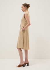 OVS Beige Viscose And Linen-Blend Shirt Dress, Regular Fit