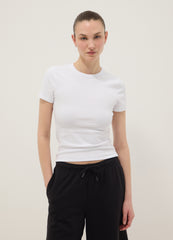 OVS White Fitted Short-Sleeve Stretch Cotton T-Shirt