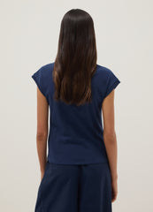 OVS Blue Pure Cotton T-Shirt With Perforated Inserts