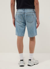 OVS Blue Denim Bermuda Shorts In Cotton Blend, Regular Fit