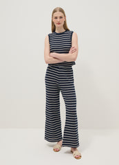 OVS Regular-Fit Blue And White Striped Cotton-Blend Waistcoat
