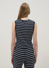 OVS Regular-Fit Blue And White Striped Cotton-Blend Waistcoat