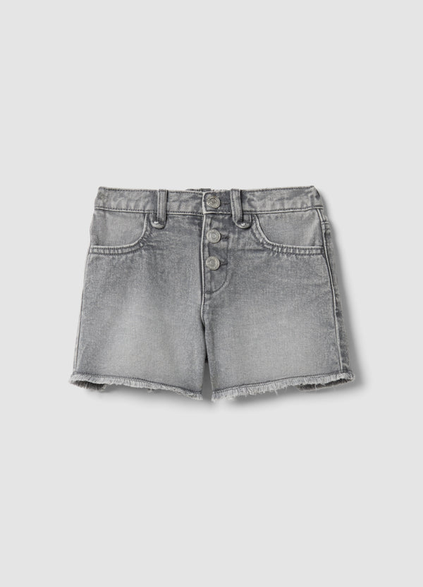 OVS Girls' Grey Cotton Denim Shorts, Regular Fit
